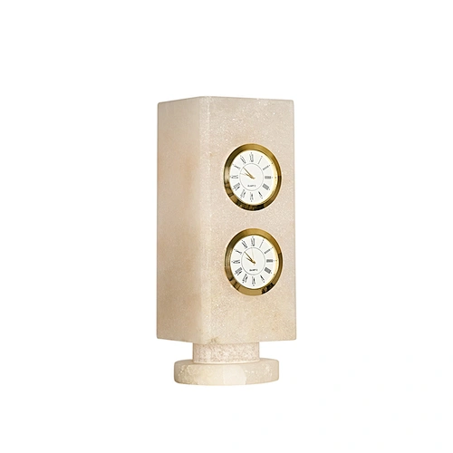Twin clock alabaster stone home décor